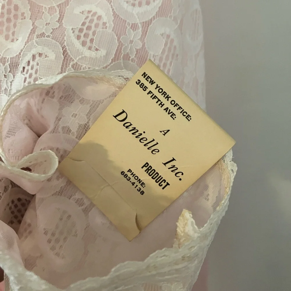 Vintage Nylon Lace Pink Lingerie Nightgown Robe Set Women’s Size M Daniella Inc - Picture 3 of 9